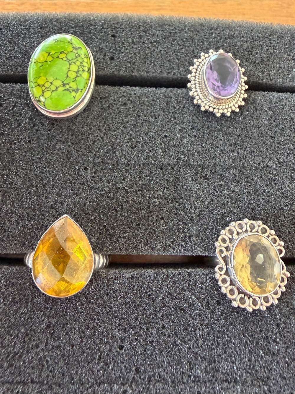 Lot of 4 Vintage Sterling Silver 925 Gemstone Rings - will split up if needed